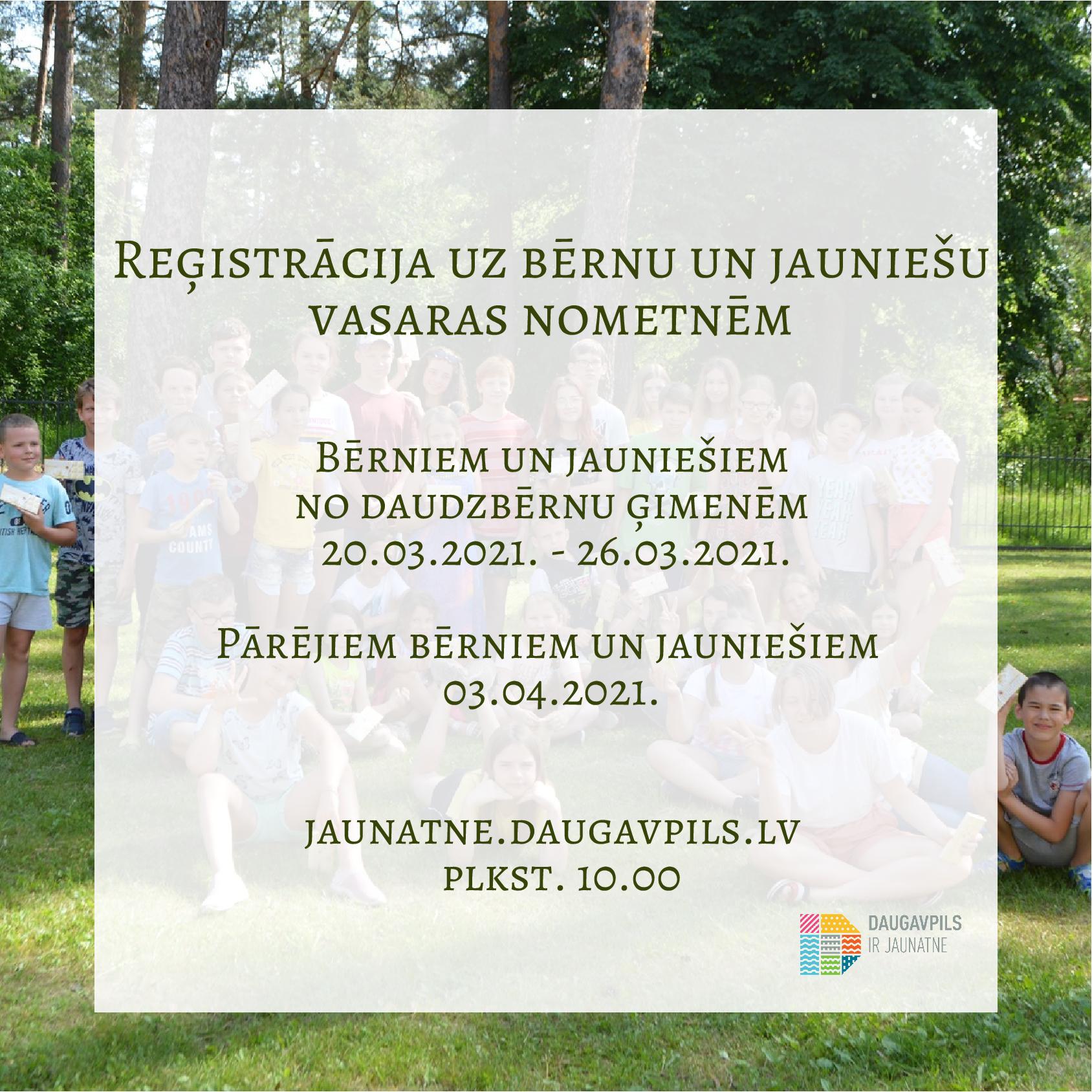 Bērnu un jauniešu vasaras nometnes 2021 - reģistrācijas datumi